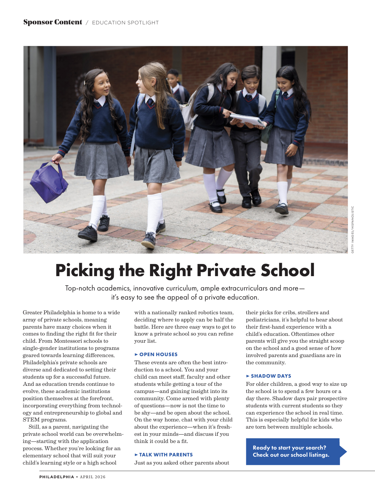 Philadelphia magazine April 2026 Education Spotlight